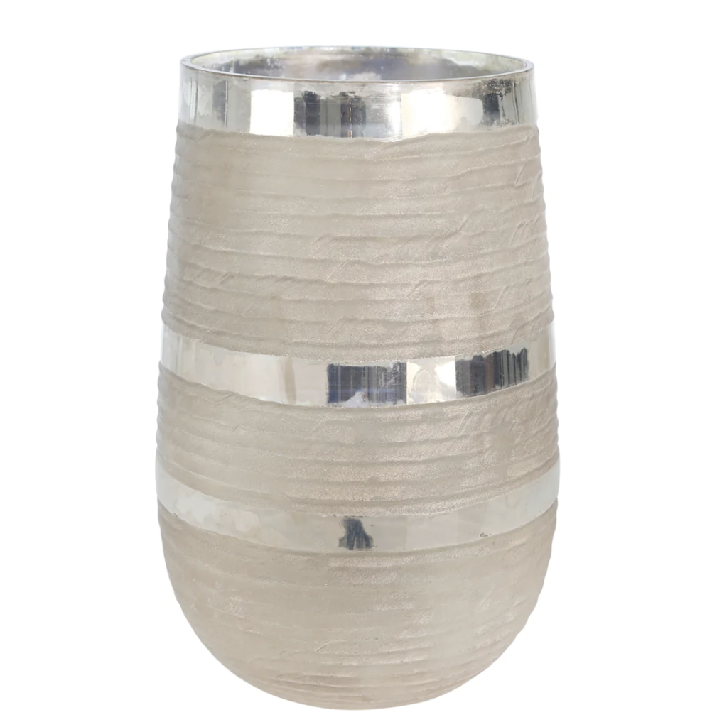 13 Grooved Glass Vase,  Silve