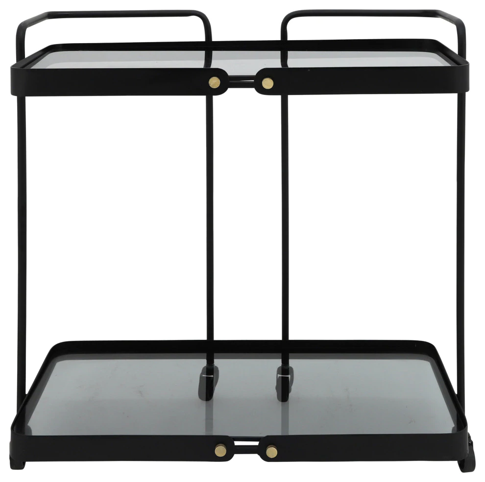 Carrito Bar Metal, 27"H 2-Layered Bar Cart W/ Smok