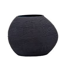 Jarron Glass 8"H Textured Vase, Black