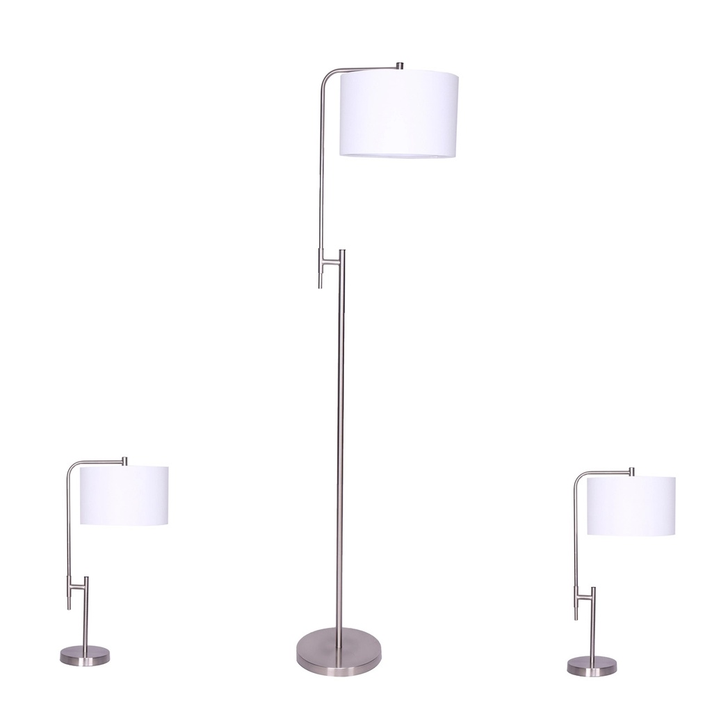 Lampara S/2 Metal 24" Table & 57" Lamp, Sil