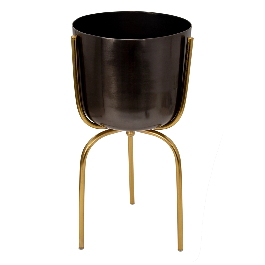 Maceta Metal 25" Planter On Tripod, Gunmetal