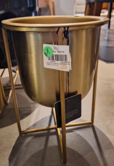 Maceta S/2 Metal Planters On Stand 13/10"H, G