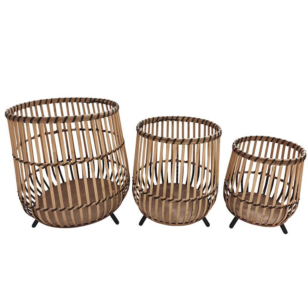 Maceta S/3 Bamboo Footed Planters 17/14/10, N