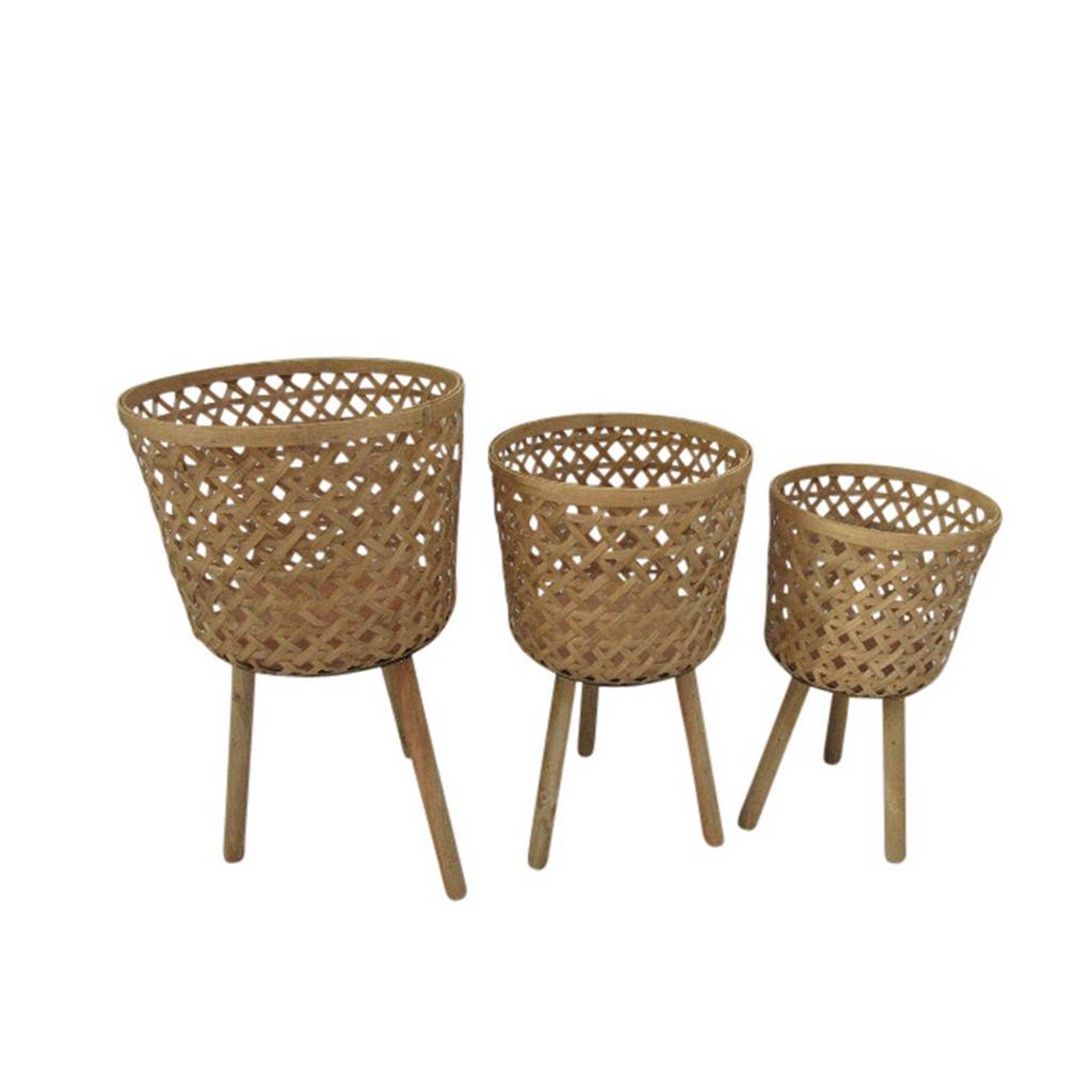 Maceta S/3 Bamboo Planters 11/13/15" Natural