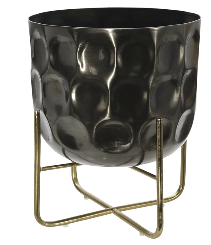 Macetero S/2 Metal 12/15" Hammered Planter, Gu