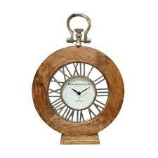 Mango Wood, 16"H Round Table Clock,