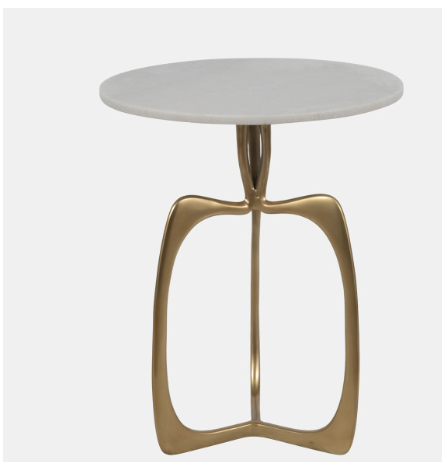 Mesa Auxiliar Metal 20" Accent Table W/ White Marbl