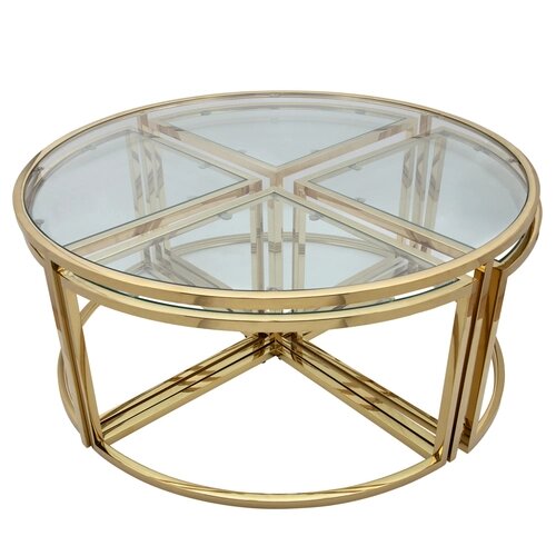 Mesa De Centro Metal Pull Out Coffee Table, Gold