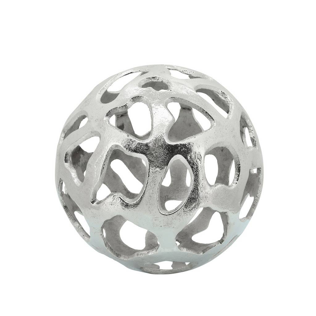Metal 10" Cut-Out Orb, Silver