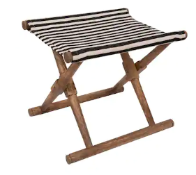 21"L Mango Wood/Cotton Woven Taburete