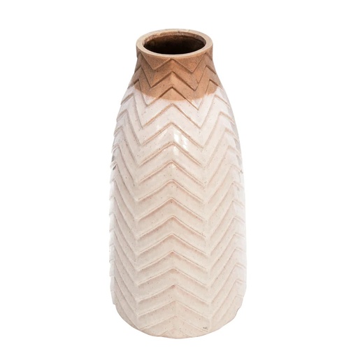 [15743] 18" Chevron Vase, Ivory