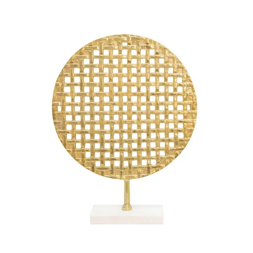 [15570-01] 21" Metal Round Mesh Deco On Marble