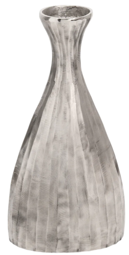 [15608-01] 24"H Ridged Metal Vase, Nickel