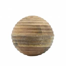 [16161-02] 6" Wooden Orb W/ Ridges, Natural