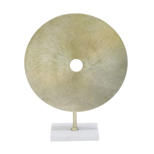 [12863-04] Aluminum Gold Disk On White Base, 18"