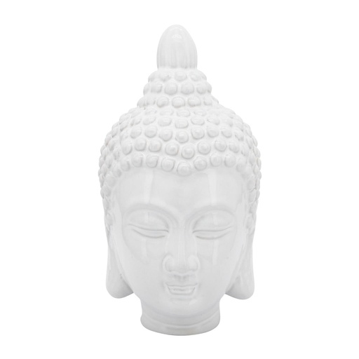 [14526] Ceramic 10" Buddha Head, White