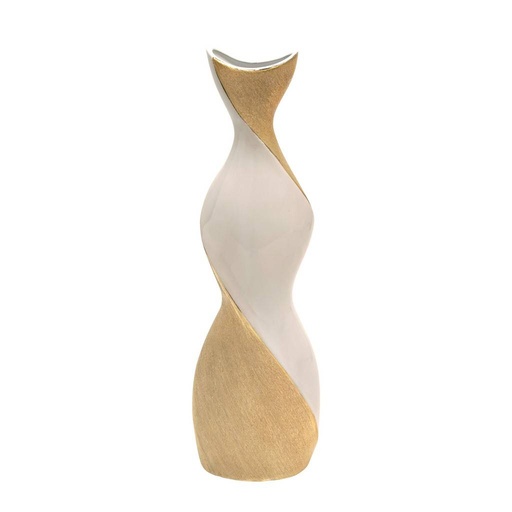[14641-04] Jarron 24" Twisted Vase, White/Gold