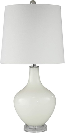 [50012-03] Lampara Glass 28" Teardrop Table Lamp,White