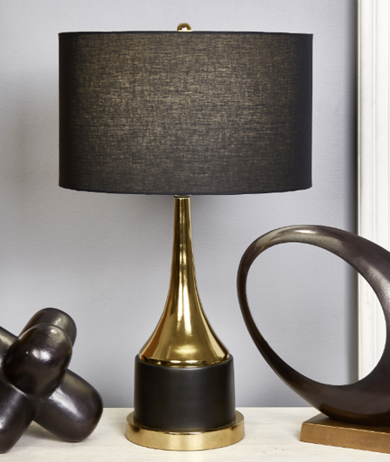 [50430] Lampara Metal 28" Trumpet Table Lamp, Gold/Bla