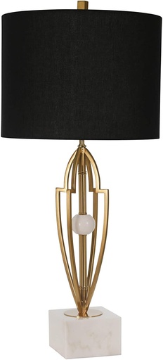 [50543-02] Lampara Metal 33.5" Table Lamp With White Marb
