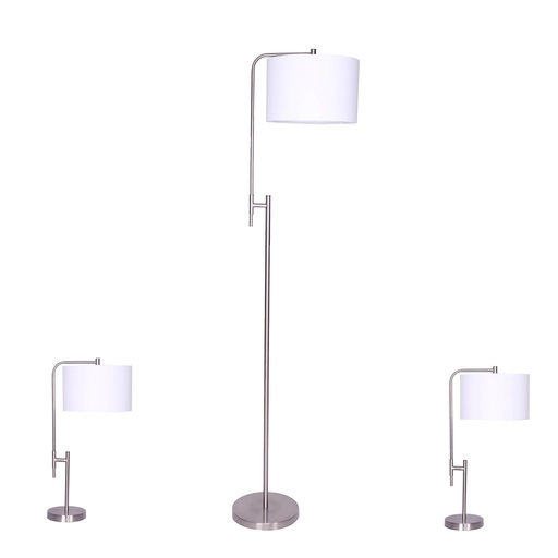 [50642] Lampara S/2 Metal 24" Table & 57" Lamp, Sil