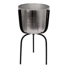 [15159-02] Maceta Metal 25" Planter On Tripod, Silver/Bl