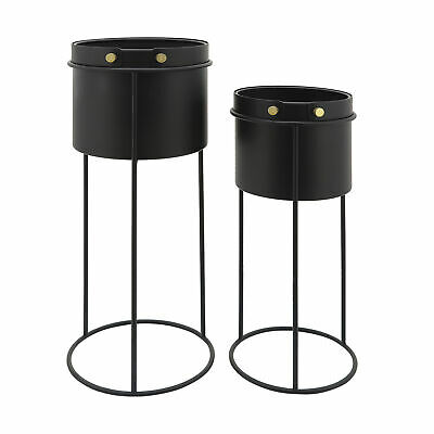 [16535] Maceta Metal, S/2 20/24"H Round Planters, Blac