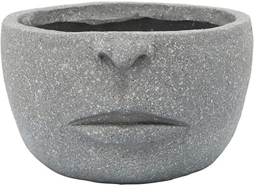 [16173-01] Maceta Resin 12" Half-Face Planter, Cement