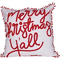 [XM6962] 18"Sq Cotton Pillow W Pom