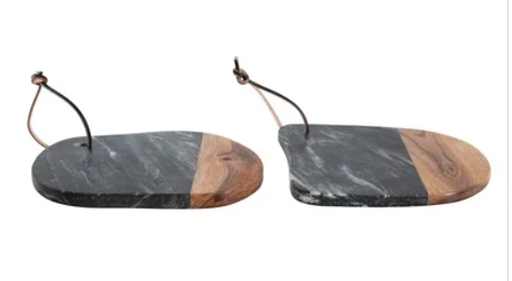 [DF5675A] 8" Square Marble/Acacia Wood