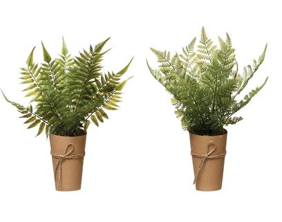 [DF4704A] Planta Artificial 15-3/4"H Faux Fern In Paper, 2 Styles