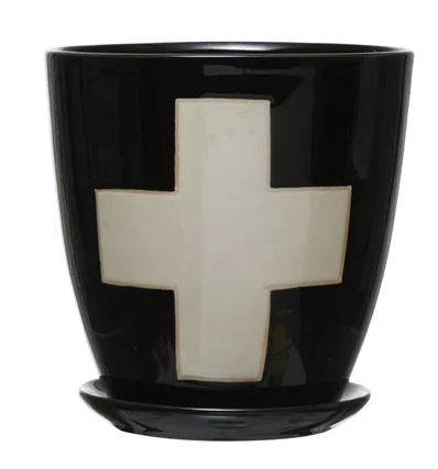 [DF4040] S/2 6-1/4"H Stoneware Pot W
