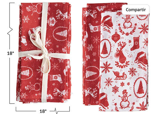 [XM9242] S/4 18" Sq Cotton Napkins Tied