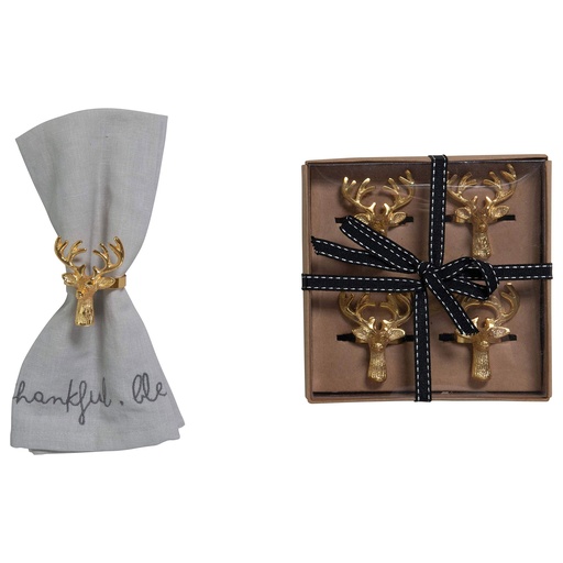[XM6448] S/4 2"Rd Reindeer Napkin