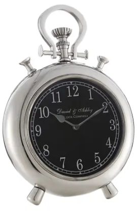 [CVCKN001] 15x11x2 Round Tyre Clock In Nickel Finis