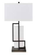 [CVAZER071] 30"H Alabaster+Metal Table Lamp 2pcs