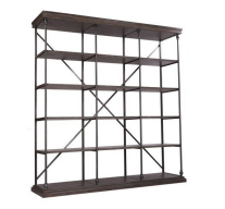 [CVFNR965] 72x17x77" Wood & Metal 3 Section Bookshelf