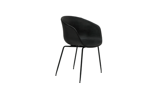 [902802] Silla Stella Piel Negra Pata De Metal